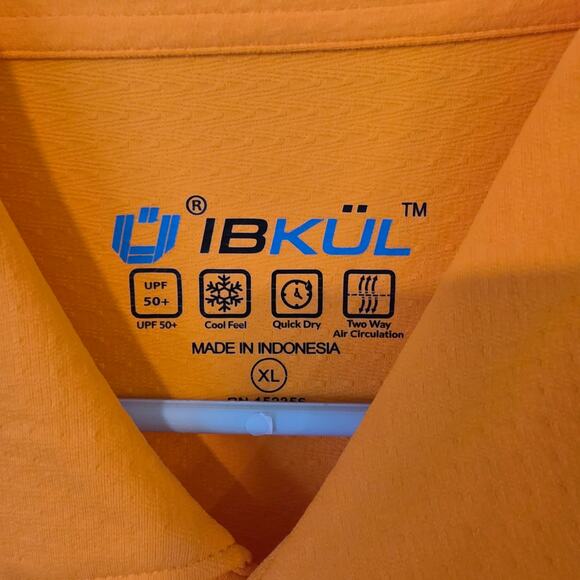 IBKUL Mens Long Sleeve Polo Shirt Orange Peel Size XL NEW - Picture 3 of 4